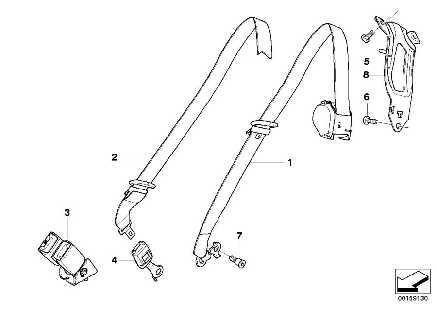 Diagram Safety belt for 3rd seat row for your BMW M6  