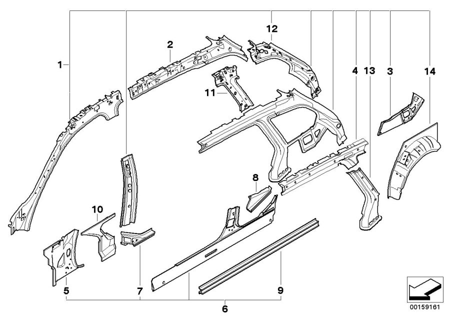 Diagram Single components for body-side frame for your BMW