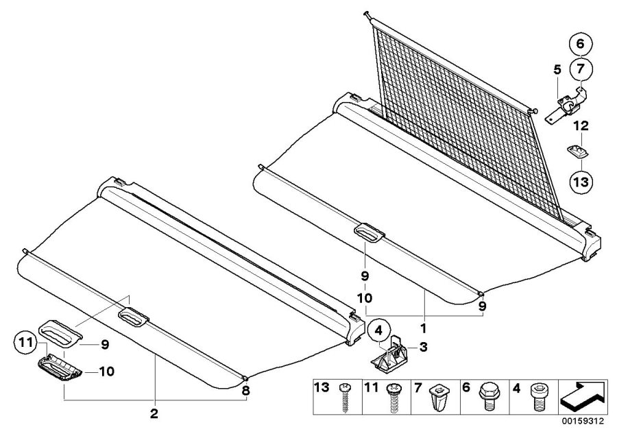 Diagram Extending cargo cover/partition net for your 2015 BMW M6   