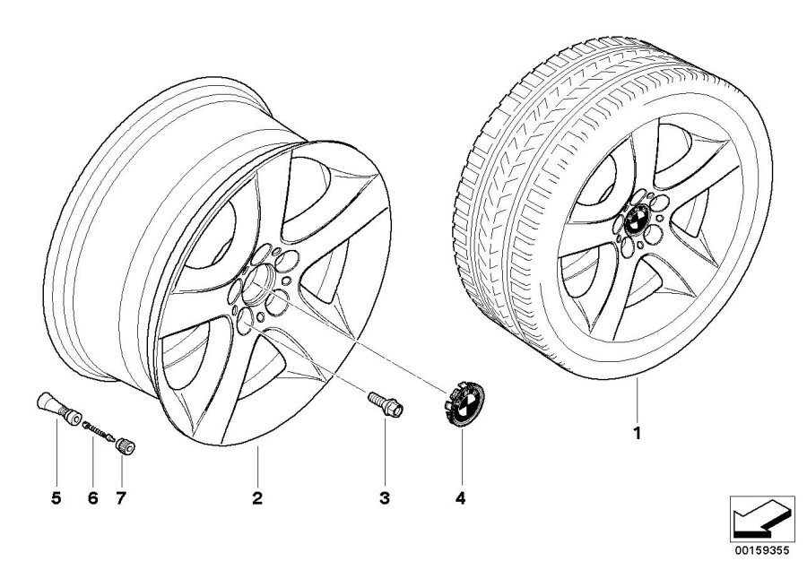 Diagram BMW la wheel, star spoke 212 for your 2012 BMW X5   