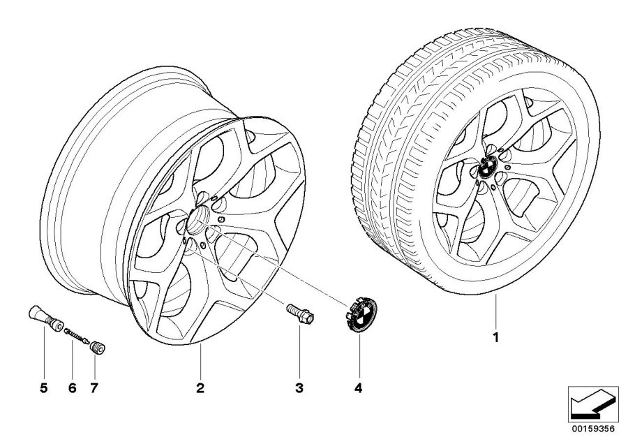 Diagram BMW la wheel y-spoke 214 for your BMW X5  