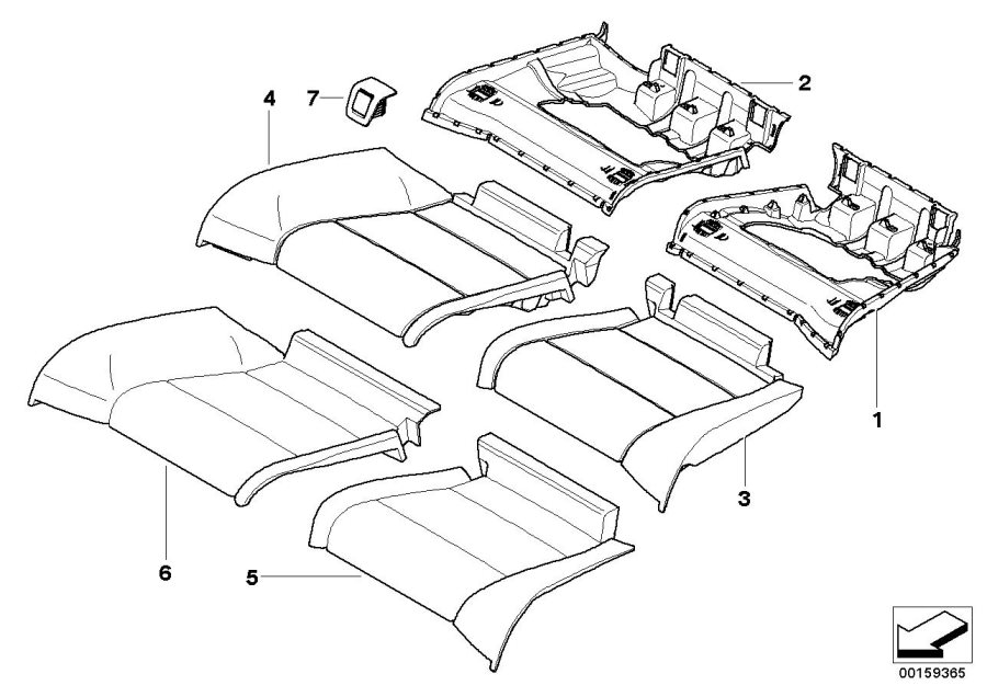 Diagram Seat rear, upholstery & cover base seat for your 1988 BMW M6   