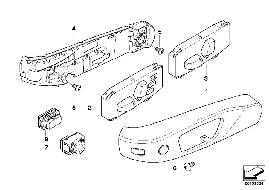 Diagram Single parts of front seat controls for your BMW