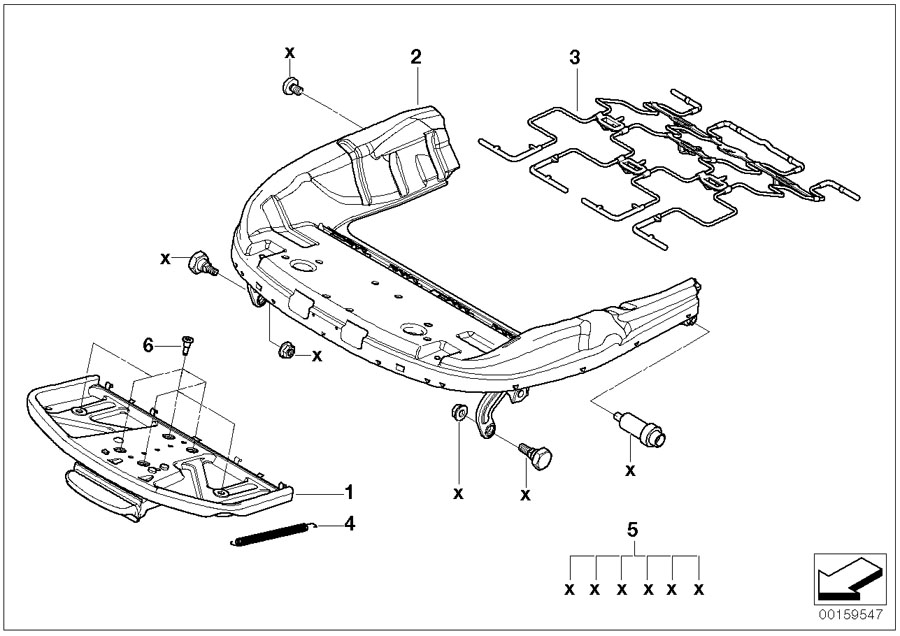 Diagram FRONT SEAT FRAME MECH./EL./SINGL.PARTS for your 2010 BMW M6   