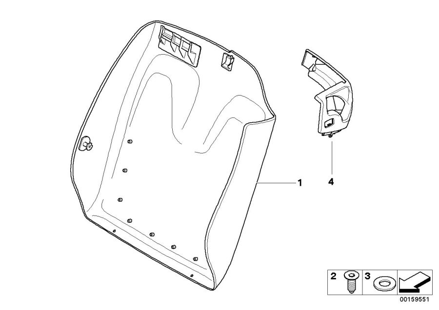 Diagram FRONT SEAT BACKREST FRAME/REAR PANEL for your BMW