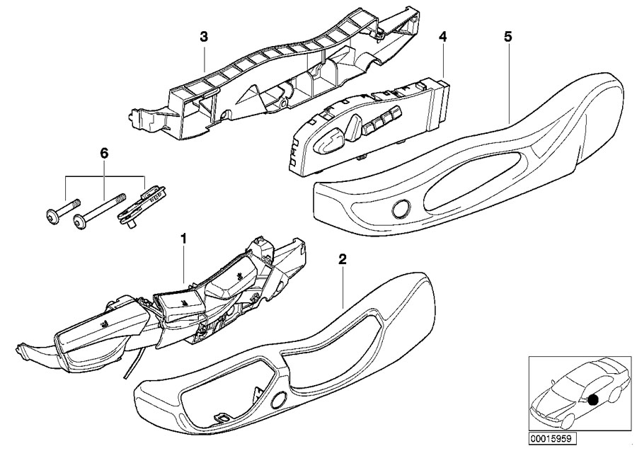 Diagram Single parts of front seat controls for your BMW