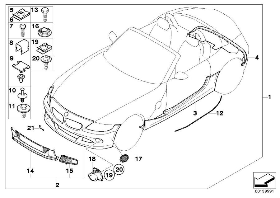 Diagram Aerodynamics package for your BMW