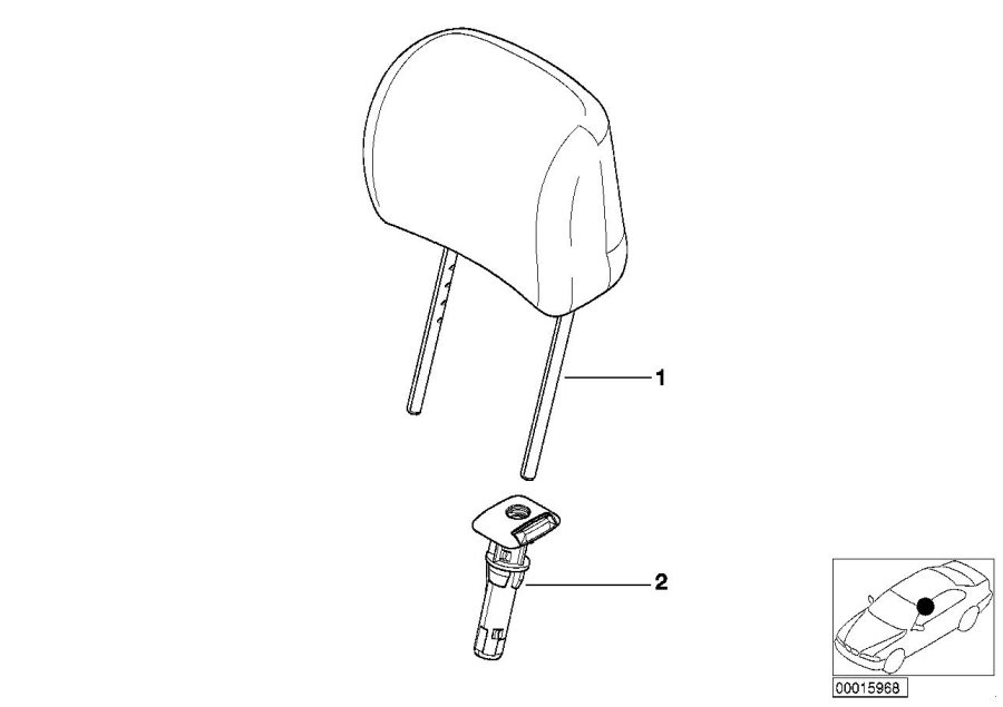 Diagram Seat, front, head restraint, Sport seat for your 1988 BMW M6   