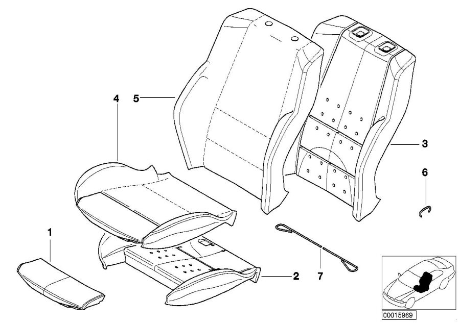 Diagram Seat, front, uphlstry, cover, Sport seat for your 2023 BMW X3  30eX 