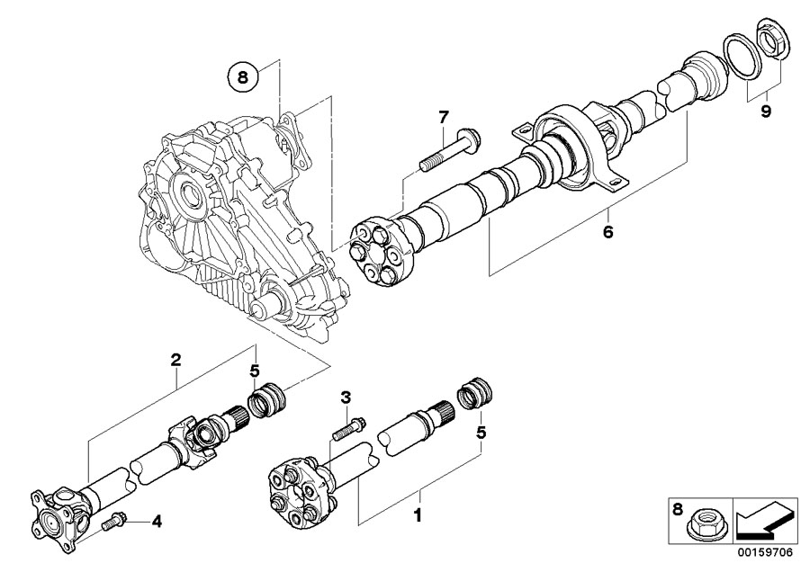 Diagram 4-WHEEL drive SHAFT/INSERT nut for your 2013 BMW