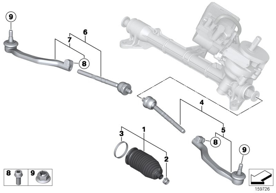 Diagram STEERING LINKAGE/TIE RODS for your MINI