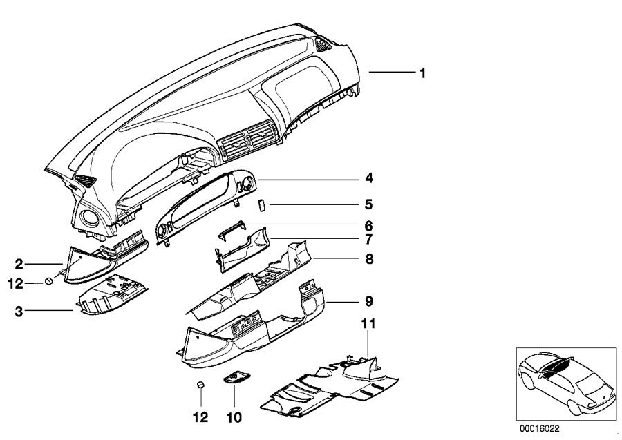 Diagram Trim panel dashboard for your BMW M6  