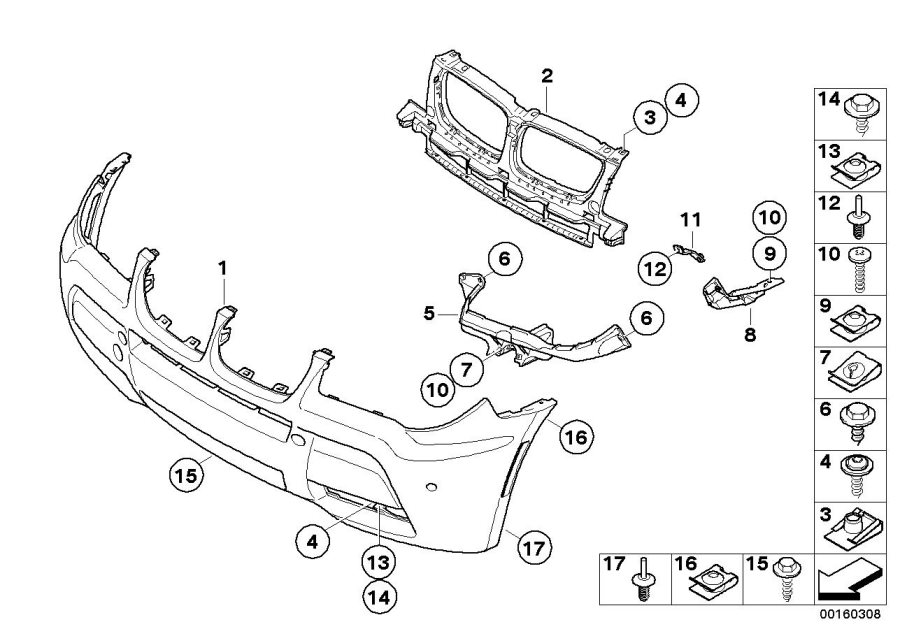 Diagram M Trim, front for your BMW X3  