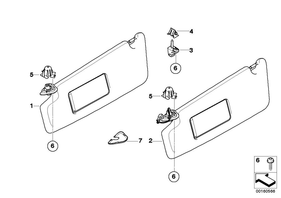 Diagram Sun visors for your BMW