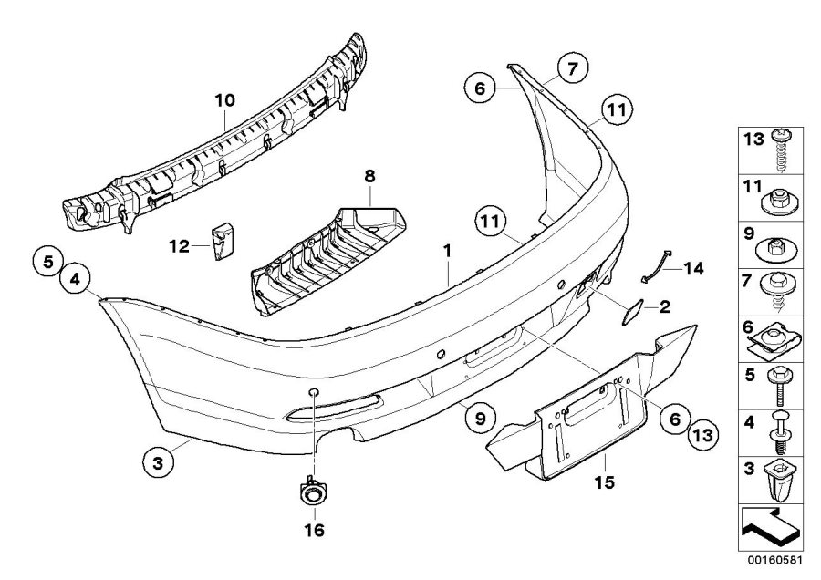 Diagram Trim cover, rear for your BMW 645Ci  