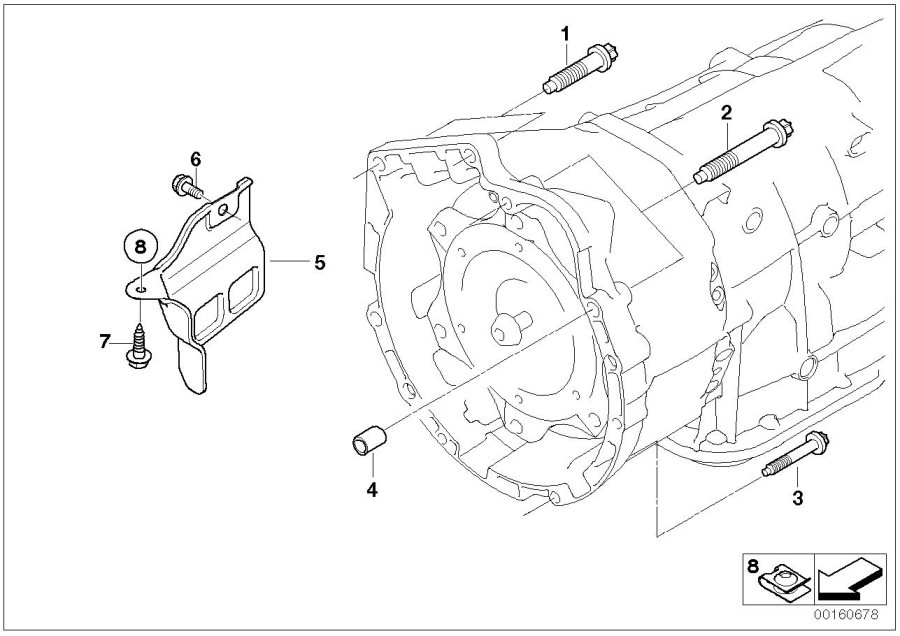 Diagram Gearbox mounting parts for your 1996 BMW