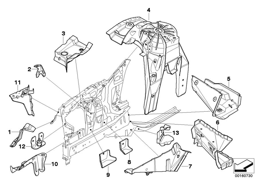 Diagram Front body bracket right for your 2013 BMW M6   