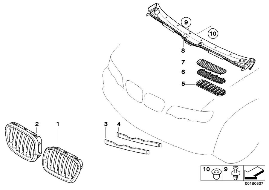 Diagram Exterior trim / grill for your BMW 328dX  