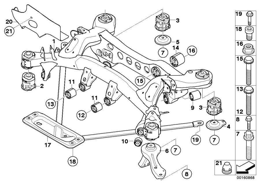 Diagram Rear axle carrier for your 1996 BMW