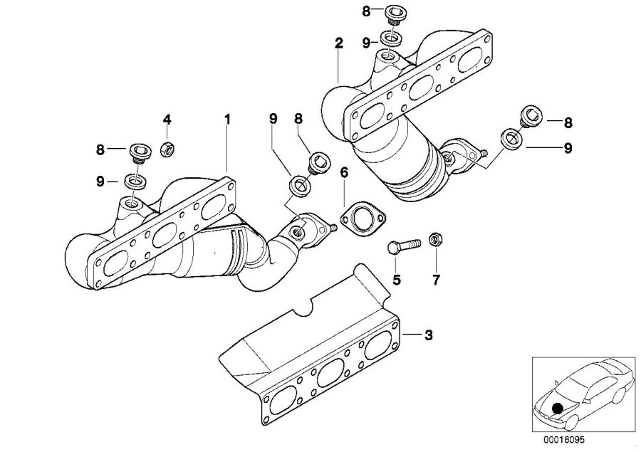 Le diagramme Tuyau d"échappement avec pot catalytique pour votre BMW