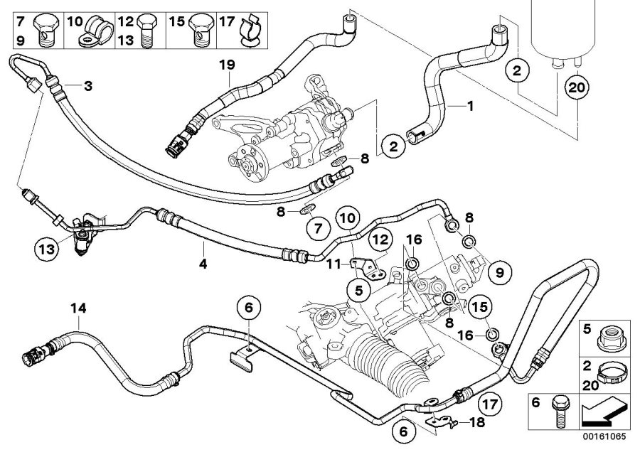 Diagram Hydro steering-oil pipes for your BMW