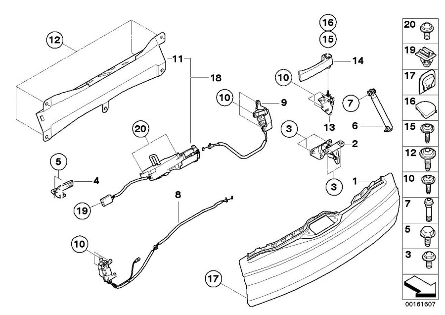 Diagram Trunk lid, bottom for your 1999 BMW M3   