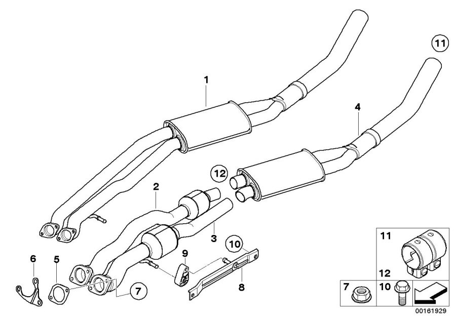 Diagram Catalytic CONVERTER/FRONT silencer for your 2004 BMW X3   