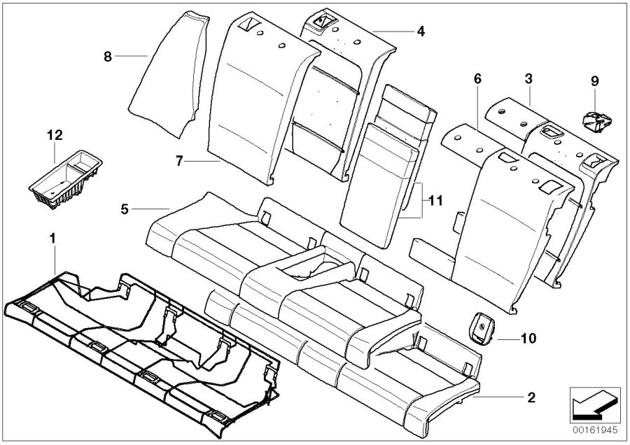 Diagram Seat, rear, uphlstry/cover, load-through for your 1988 BMW M6   