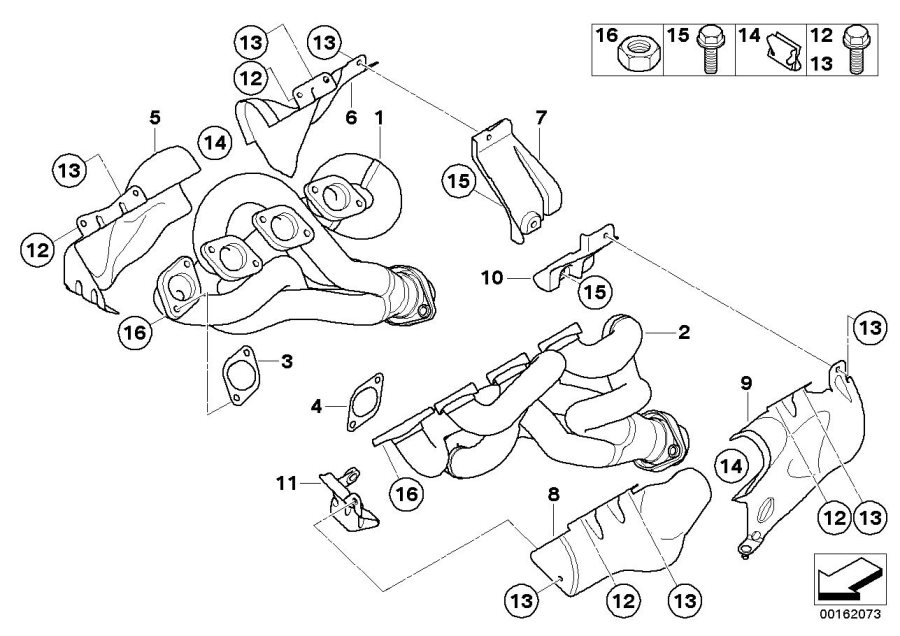 Le diagramme Collecteur d"échappement pour votre BMW