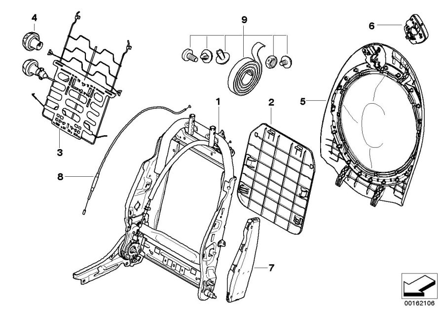 Diagram Seat, front, backrest frame for your MINI