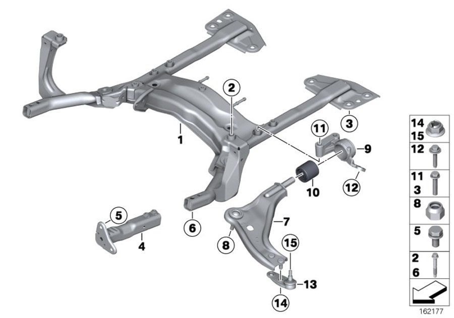 Diagram FRONT AXLE SUPPORT/WISHBONE for your MINI