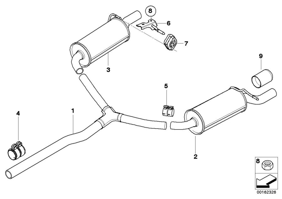 Diagram Exhaust system, rear for your MINI