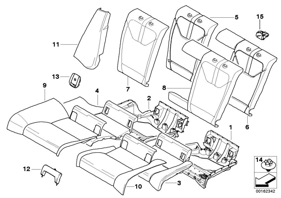 Diagram Seat, rear, uphlstry/cover, load-through for your 2020 BMW X2   