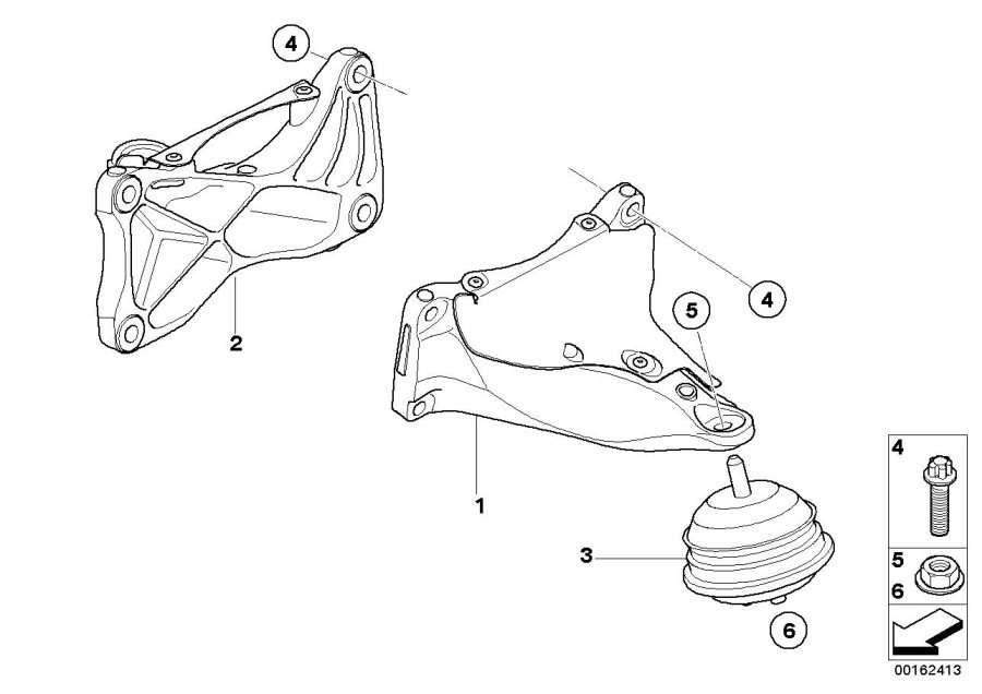 Le diagramme Suspension moteur pour votre BMW