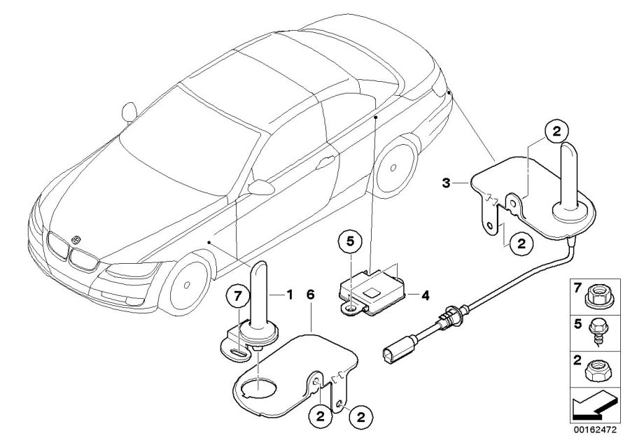 Diagram Individual parts for phone antenna for your 2008 BMW X3   