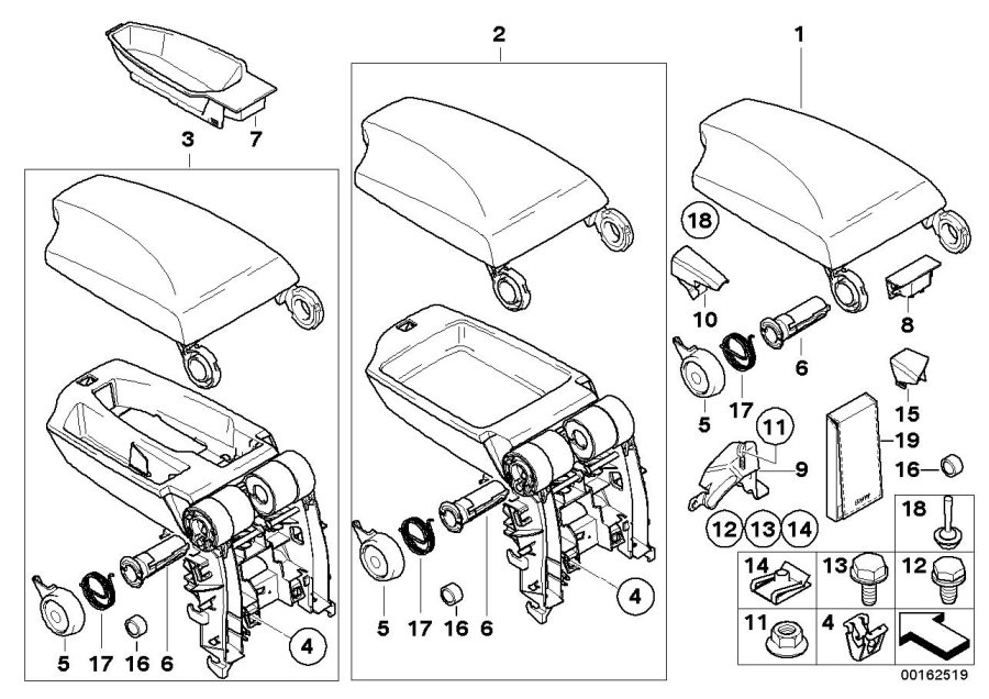 Diagram Armrest, centre console for your BMW