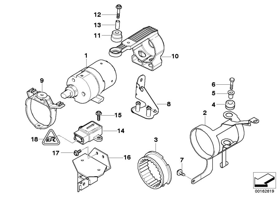 Diagram Dsc COMPRESSOR/SENORS/MOUNTING parts for your BMW