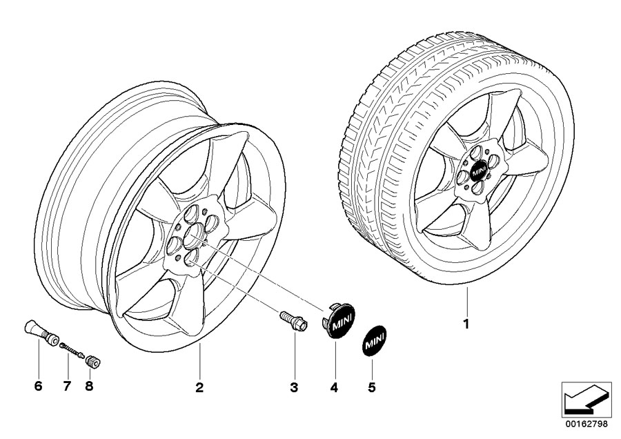 Diagram MINI LA wheel 5 Star Pace Spoke 110 for your MINI