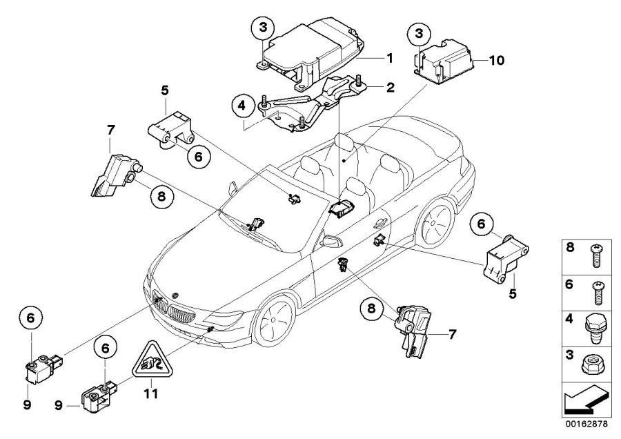 Le diagramme Pièces électriques d"airbag pour votre BMW