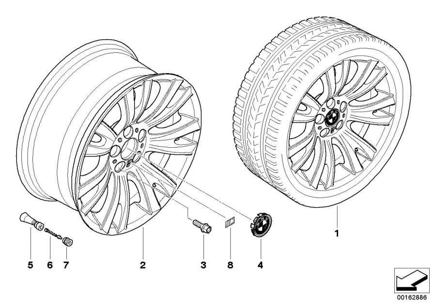 Diagram BMW la wheel, V spoke 223 for your 2009 BMW X5  3.0si 