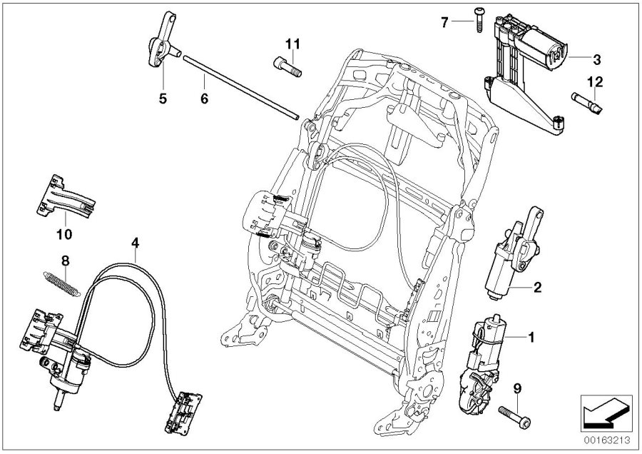 Diagram Seat, front, electrical/motors, backrest for your BMW