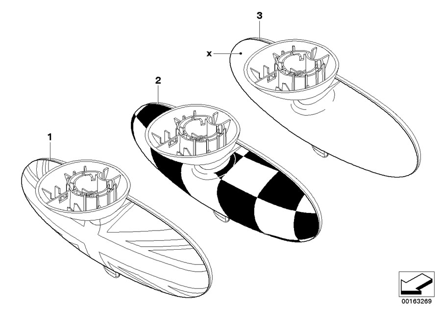 Diagram Cover, interior rear-view mirror for your MINI