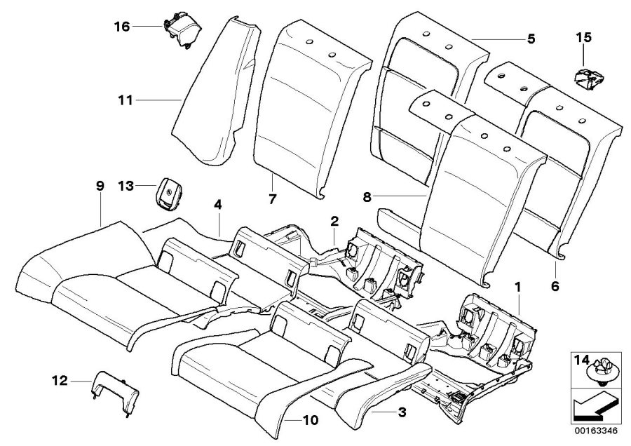 Diagram Seat, rear, uphlstry/cover, load-through for your 2020 BMW X2   