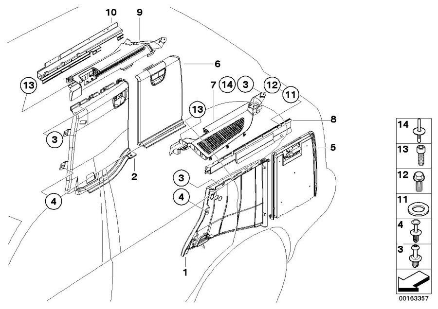 Diagram Lateral trunk floor trim panel for your 1988 BMW M6   