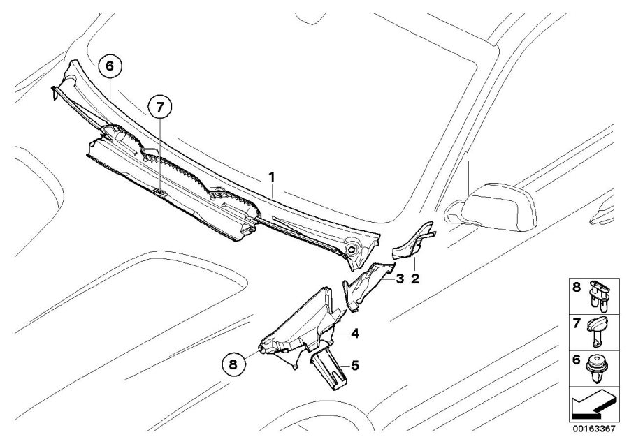 Diagram Window mounting parts for your 2009 BMW X5   