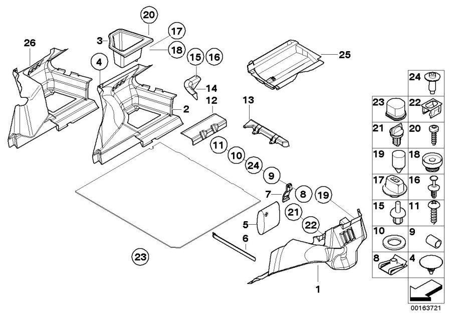 Diagram Lateral trunk floor trim panel for your BMW