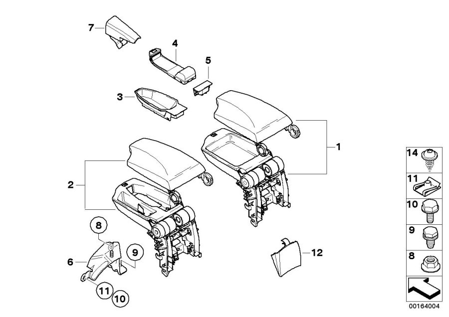 Diagram Retrofit equipm. armrest center console for your BMW