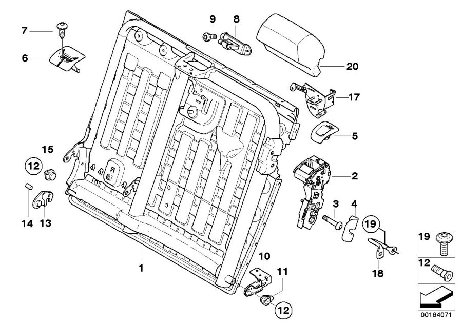 Diagram Seat, rear, seat frame, left for your BMW