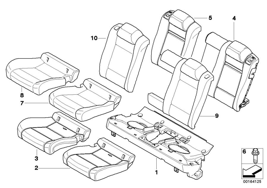 Diagram Seat, rear, uphlstry/cover, load-through for your 2009 BMW X6   
