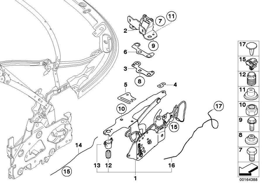 Diagram Convertible top folding mechanism for your BMW